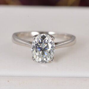 Certified 2.0ct Oval Cut Moissanite Engagement Ring sz 6